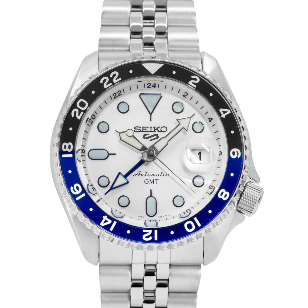 Seiko Men's SSK033K1 5 Sports White Dial Automatic GMT