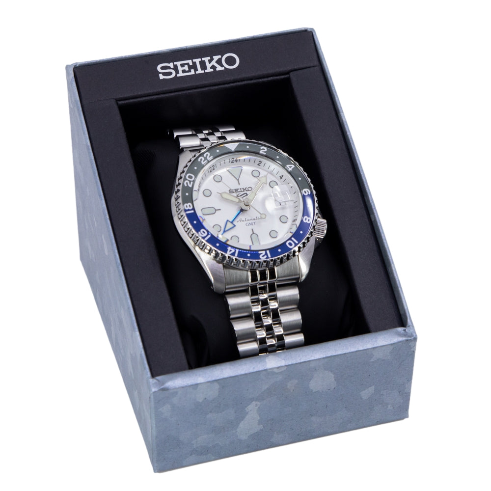 Seiko Men's SSK033K1 5 Sports White Dial Automatic GMT