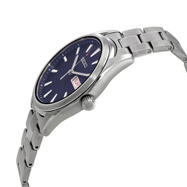 Seiko men's quartz blue dial watch shop