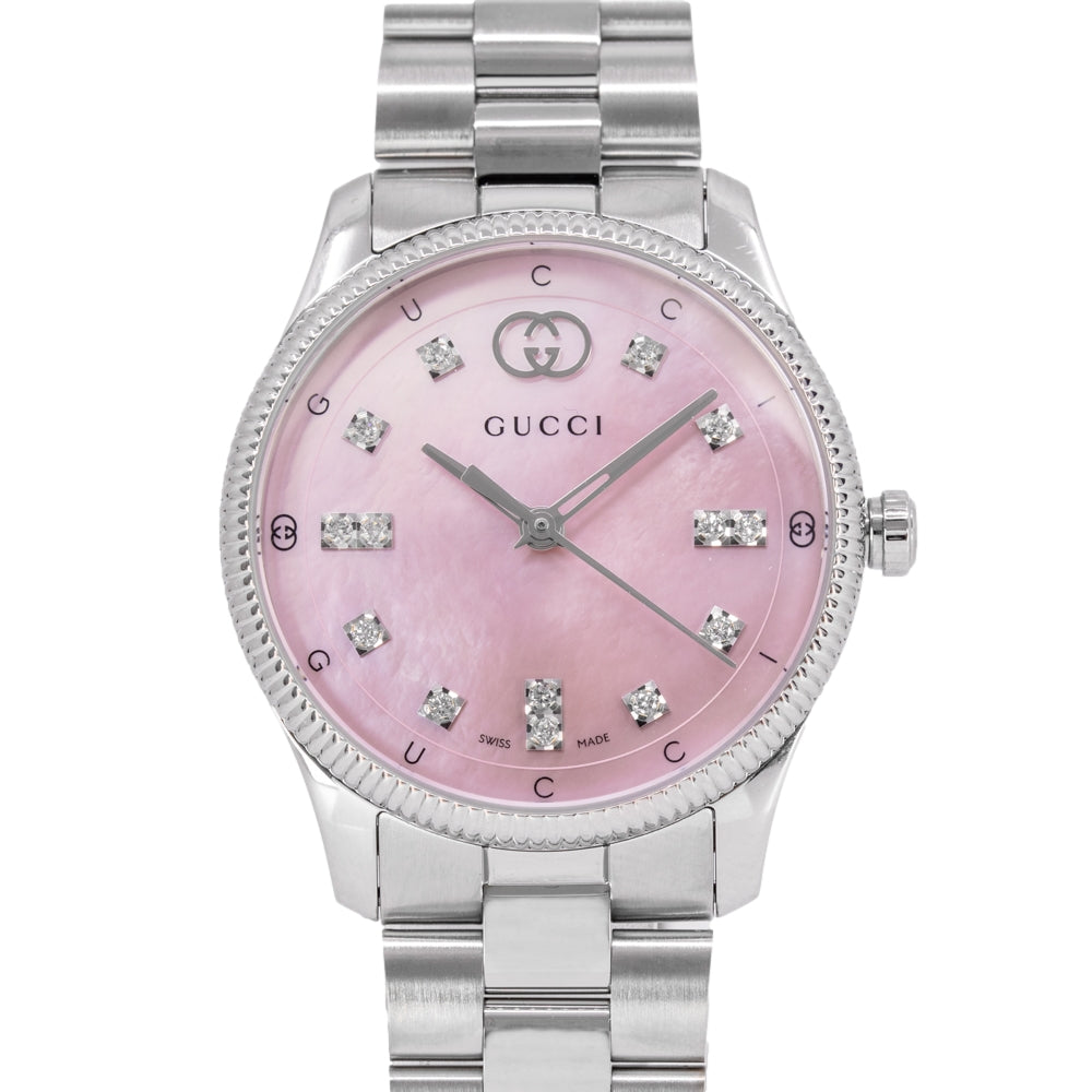 GUCCI　腕時計　レディース　ピンクシェル　ダイヤ　YA1265062　女性用 Gucci Women's YA1265062 G-Timeless 29mm Diamonds Quartz
