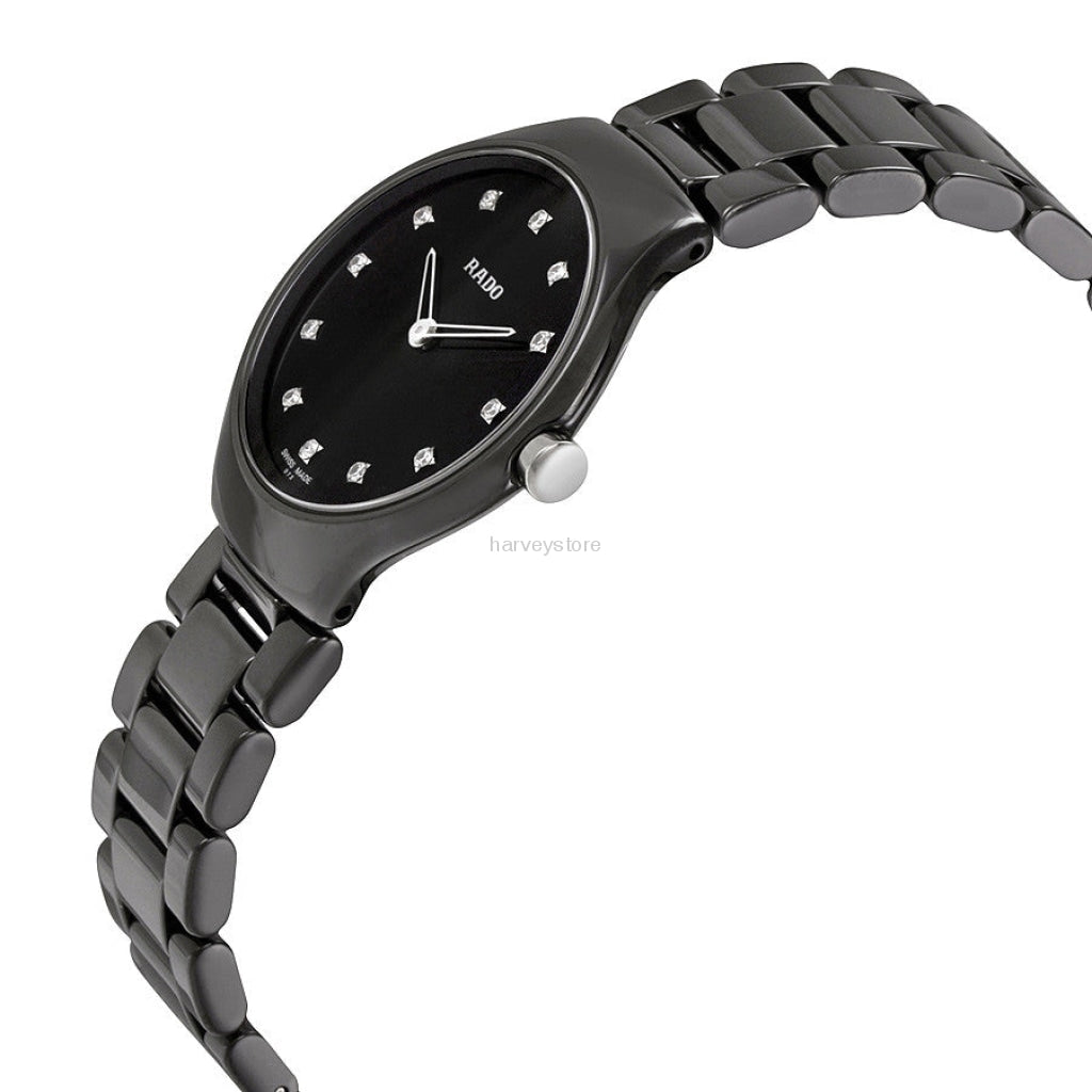 Rado R27742732 Damen True Thinline Schwarz Keramik Uhr