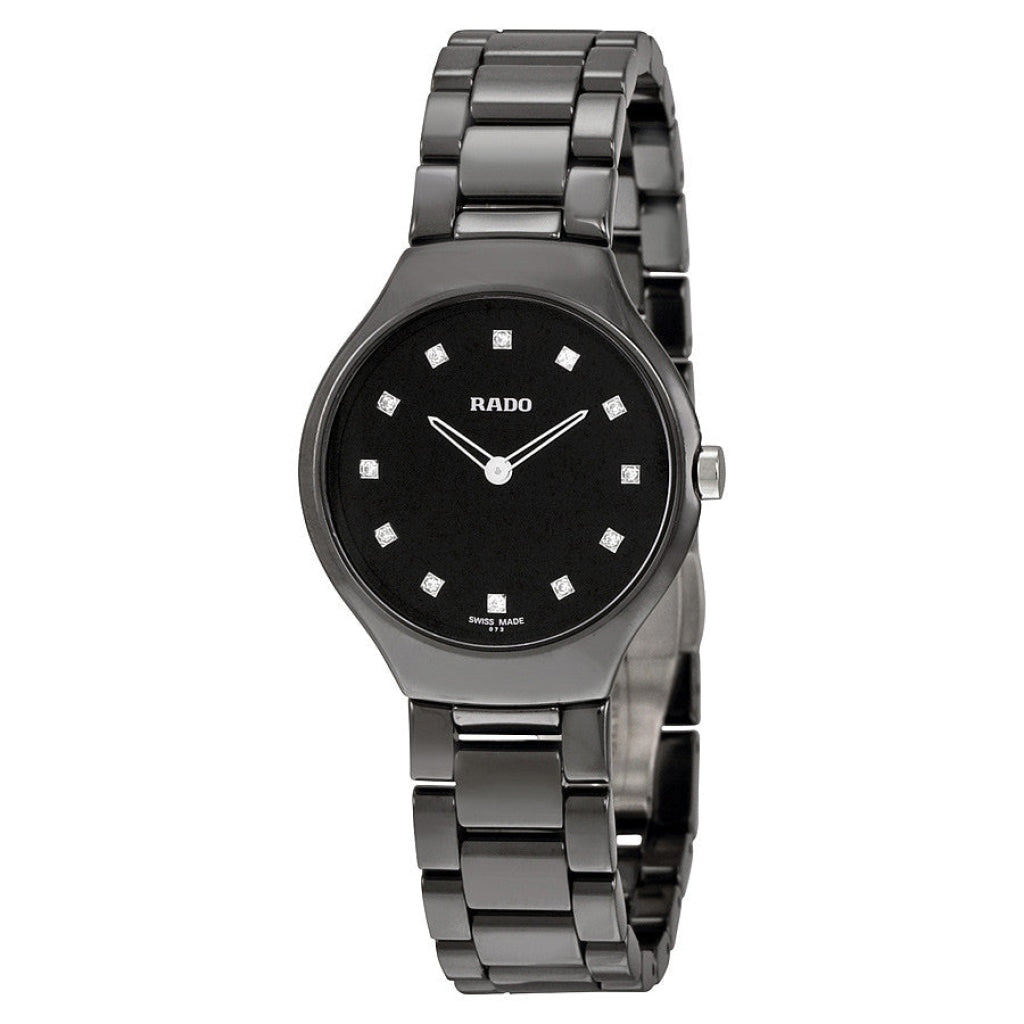Rado R27742732 Damen True Thinline Schwarz Keramik Uhr