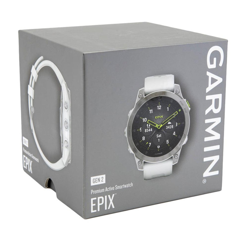 Garmin epix Gen 2 Sapphire | Carrera White Titanium | White Silicone Strap  010-02582-21