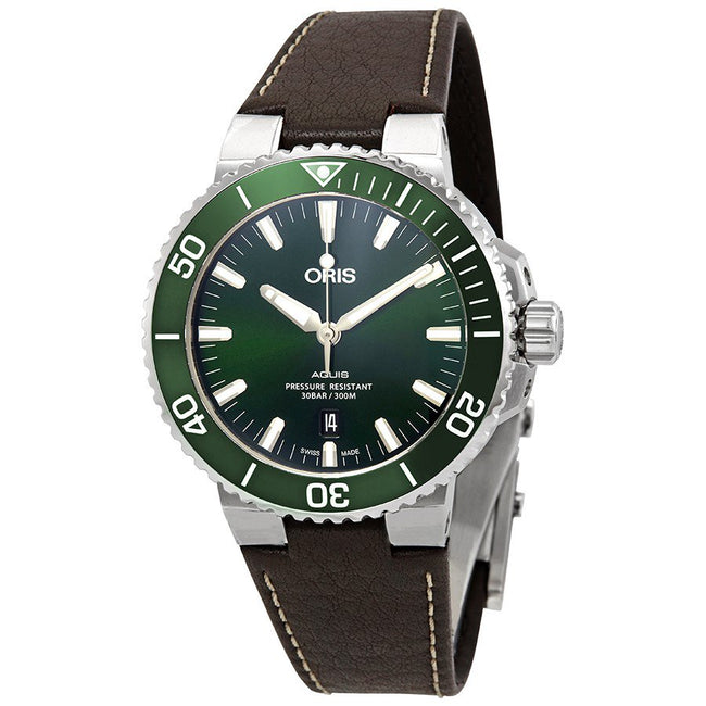 Oris 01 733 7730 4157 07 5 24 10EB Aquis Green Dial Watch