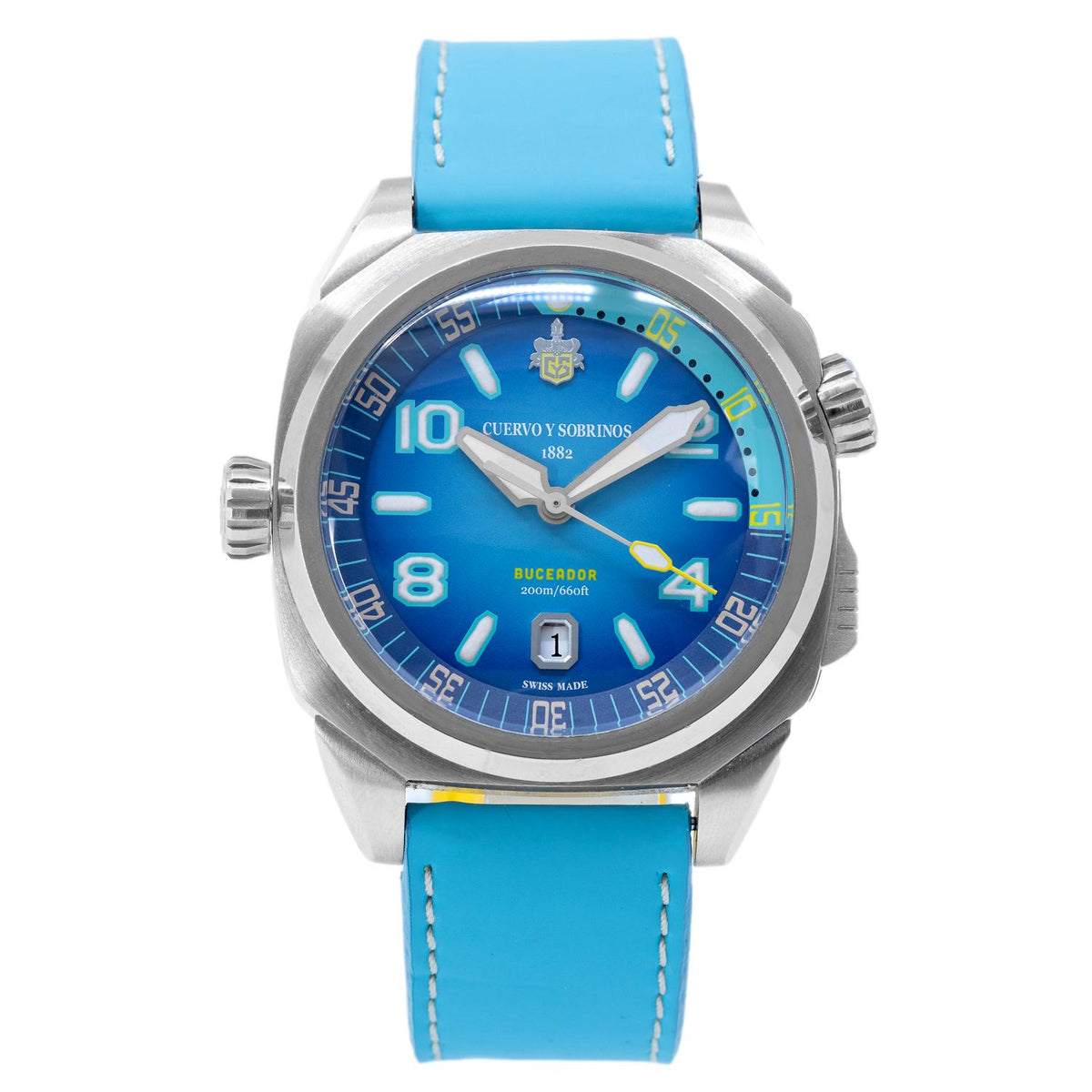 2860.1AZ-CuervoySobrinos Men's 2860.1AZ  Buceador Caribe Blue Auto