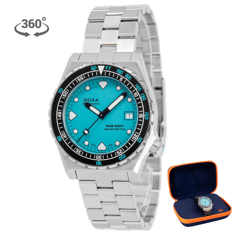 861.10.241.10-Doxa Men's 861.10.241.10 Sub 600 T Aquamarine Manual Charge