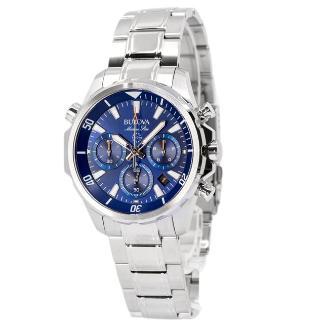 96B256-Bulova Men's96B256 Chrono MS Blue Dial Watch