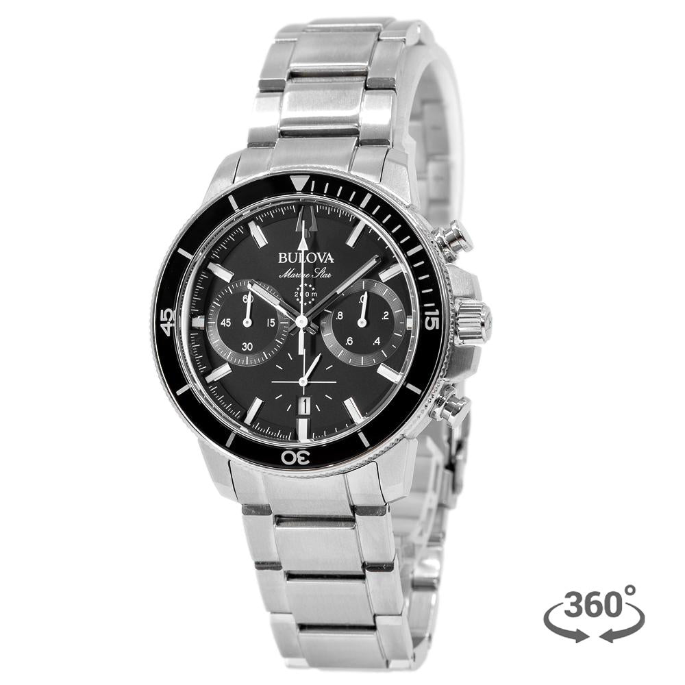 96B272-Bulova Men's 96B272 Marine Star Chrono Black Dial Watch