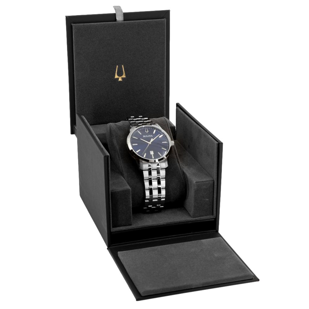96B338-Bulova Men's 96B338 Sutton Silver-Tone Blue Dial Watch