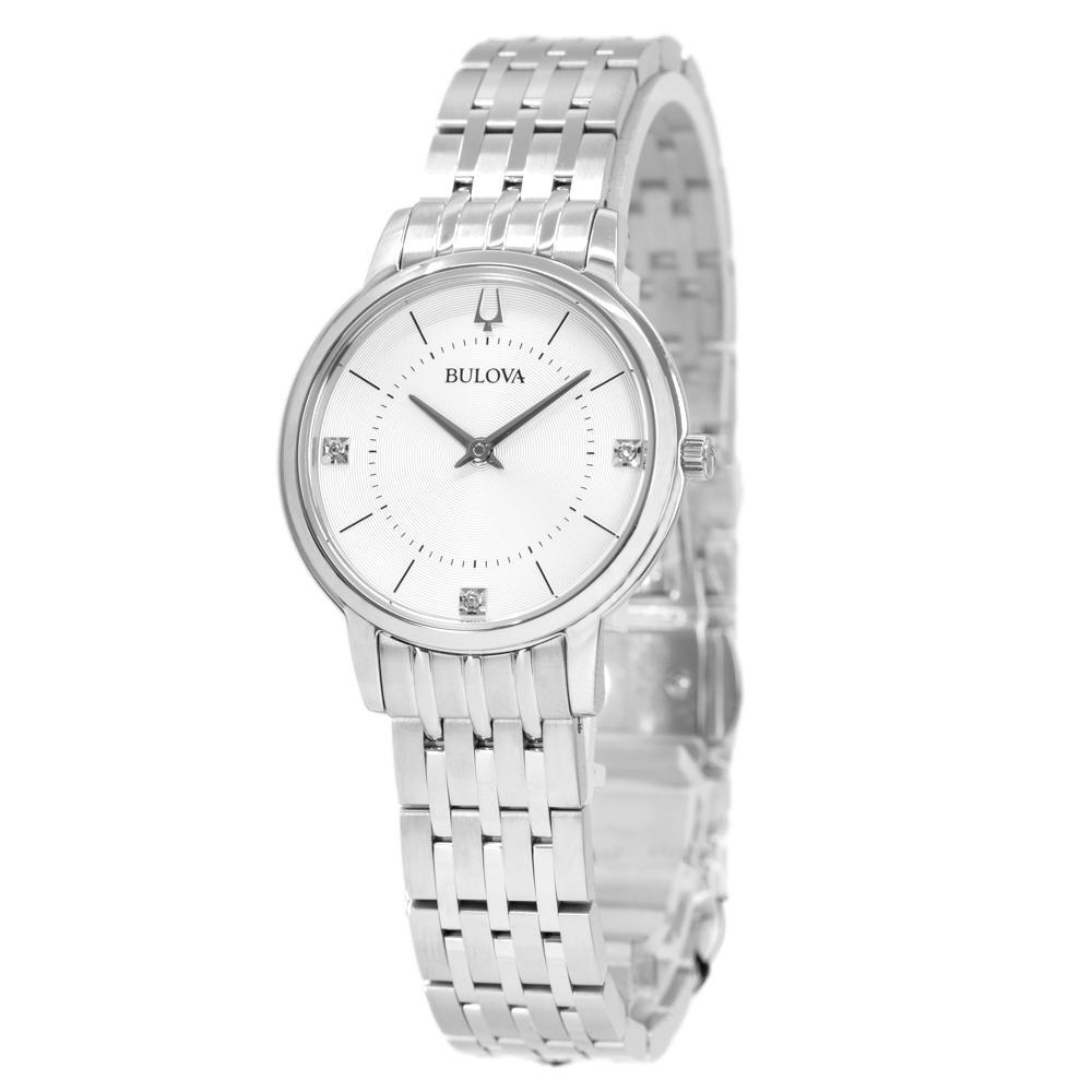 96P183-Bulova Ladies 96P183 Classic Silver Dial Diamonds Watch