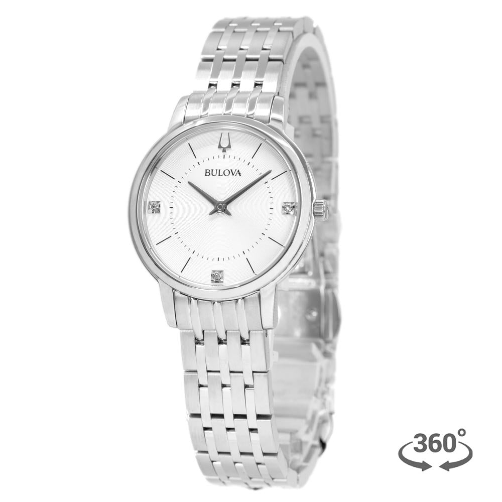 96P183-Bulova Ladies 96P183 Classic Silver Dial Diamonds Watch