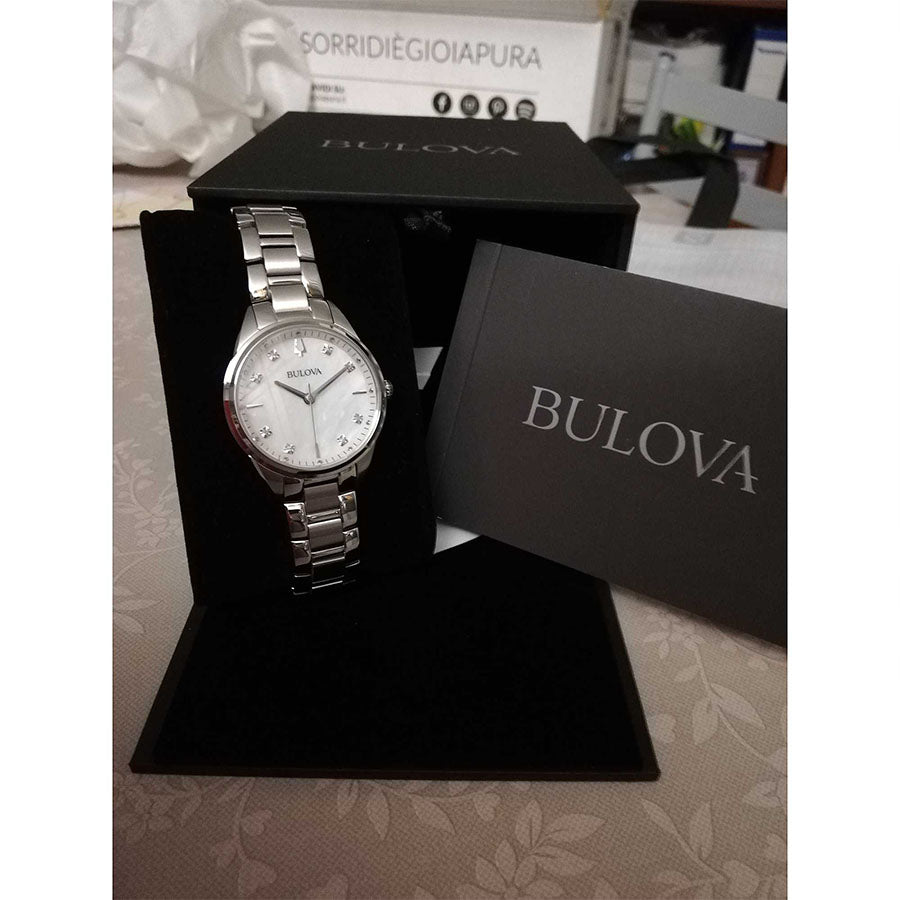 96P199-Bulova Ladies 96P199 Classic MOP Diamonds Dial Watch
