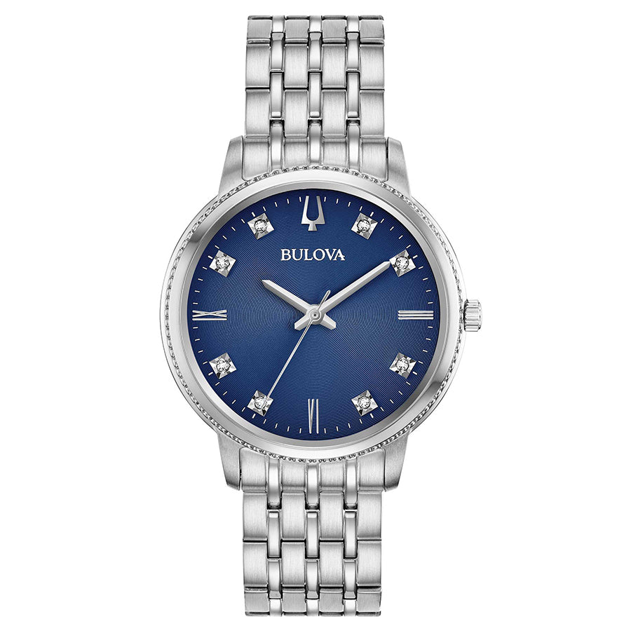 96P206-Bulova Ladies 96P206 Diamonds Blue Dial Watch