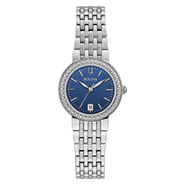 96R240-Bulova Ladies 96R240 Classic Blue Dial with Diamonds Watch