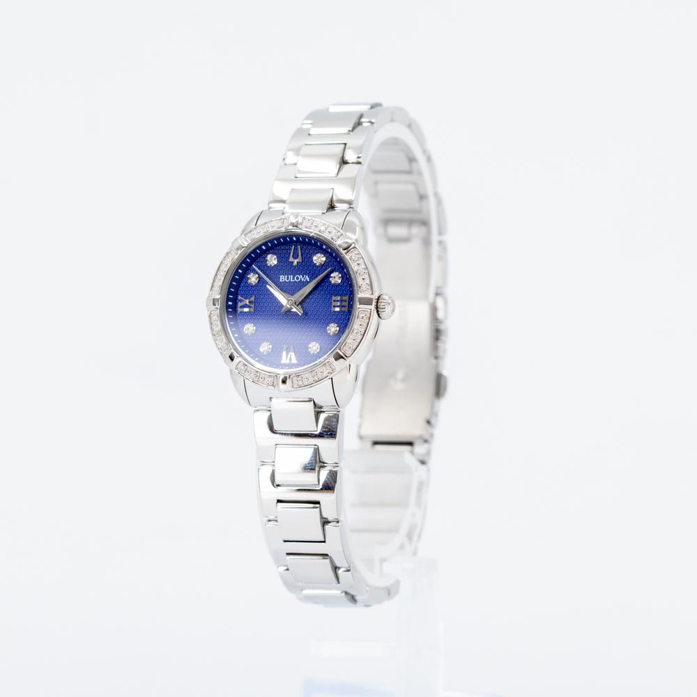 96R251-Bulova Ladies 98R251 Classic Blue Dial Diamonds Quartz