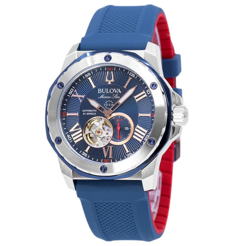 98A282-Bulova Men's 98A282 Marine Star Blue Dial Watch