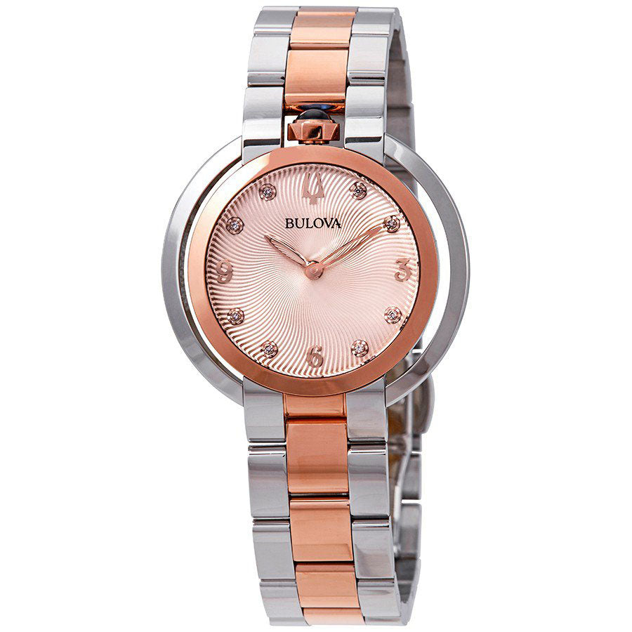 98P174-Bulova Ladies 98P174 Rubaiyat Diamond Rose Gold Dial Watch