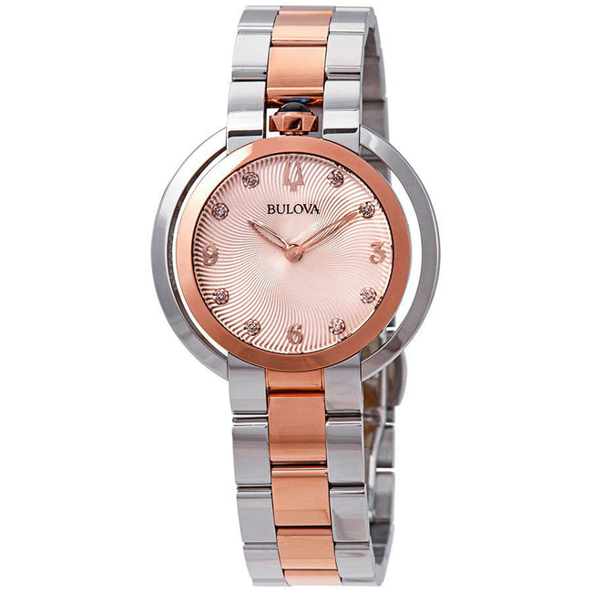 98P174-Bulova Ladies 98P174 Rubaiyat Diamond Rose Gold Dial Watch