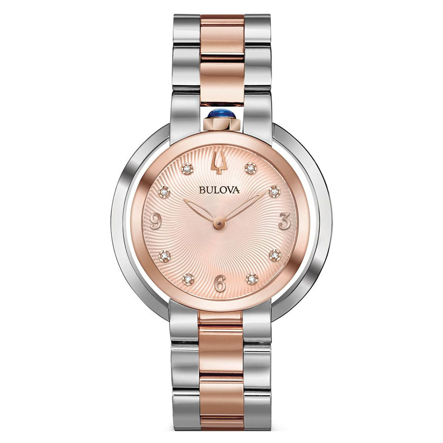 98P174-Bulova Ladies 98P174 Rubaiyat Diamond Rose Gold Dial Watch