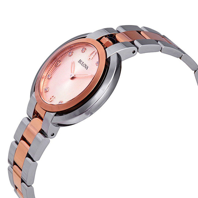 98P174-Bulova Ladies 98P174 Rubaiyat Diamond Rose Gold Dial Watch