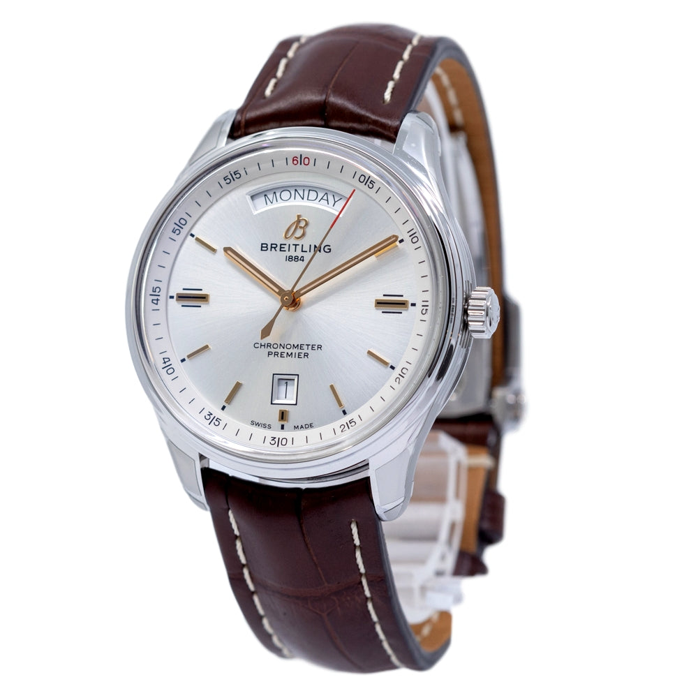 A45340211G1P1-Breitling Men's A45340211G1P1 Premier Silver Dial Watch