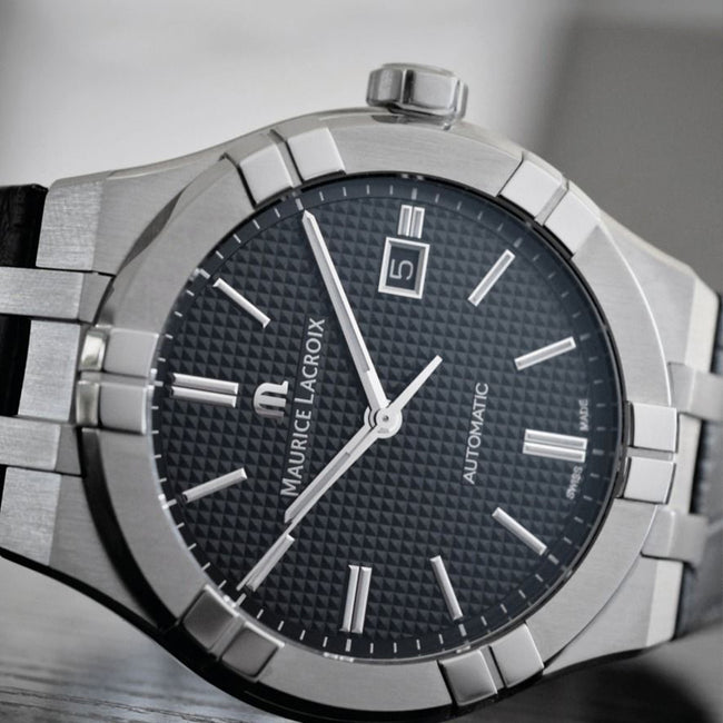 AI6008-SS001-330-1-Maurice Lacroix AI6008-SS001-330-1 Aikon Black Dial Watch