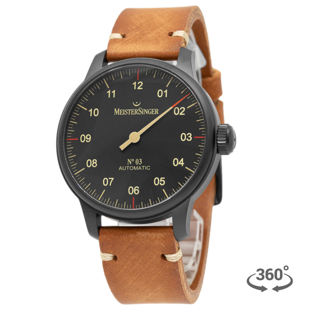 AM902BL- Meistersinger Men's AM902BL N° 03 Black Line Auto