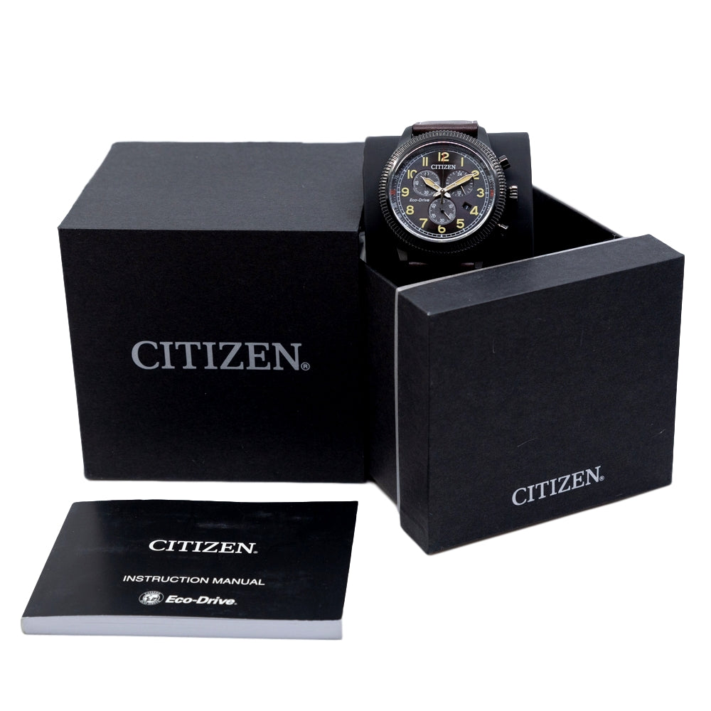 AT2465-18E-Citizen Men's AT2465-18E Aviator Chrono Black Dial Watch