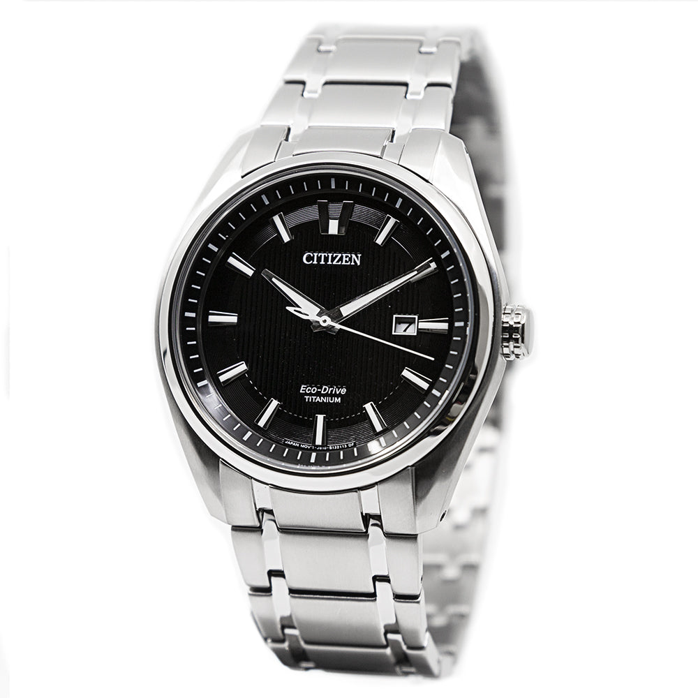 AW1240-57E-Citizen Mens AW1240-57E Super Titanium 1240 Black Dial