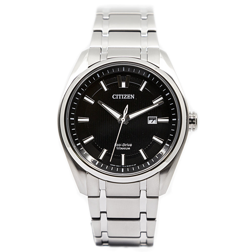 AW1240-57E-Citizen Mens AW1240-57E Super Titanium 1240 Black Dial