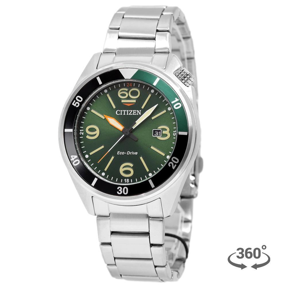 AW1718-88X-Citizen Man's AW1718-88X Seaplane Green Dial  Watch