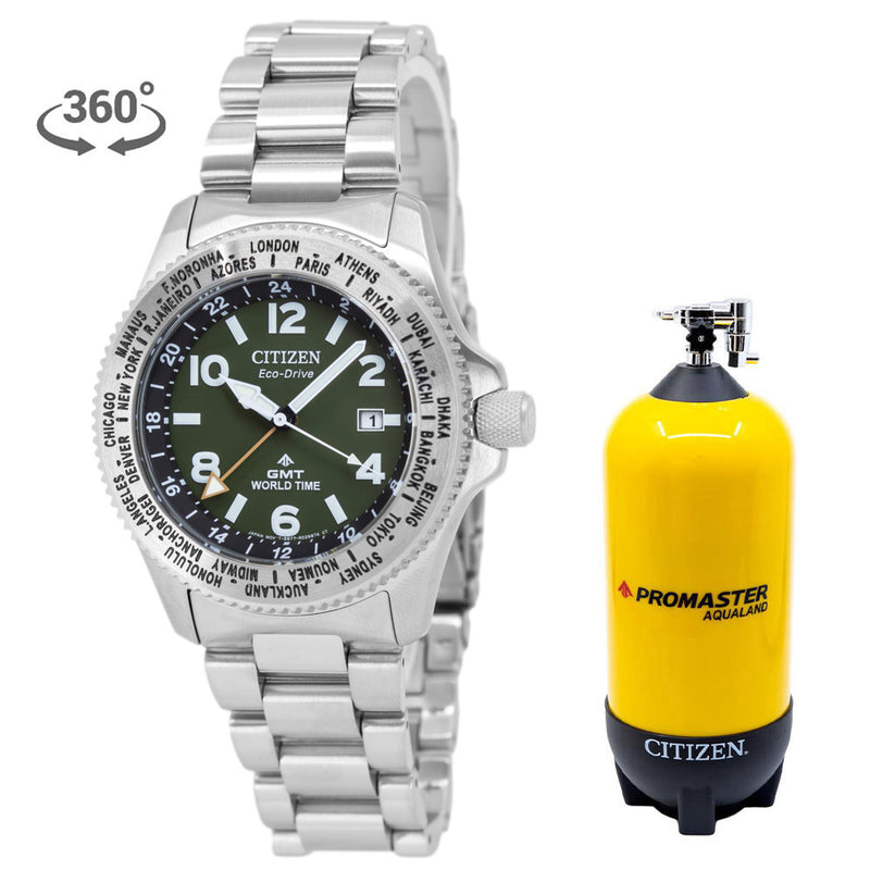 Citizen BJ7100-82x Promaster Field GMT Eco-Drive Green