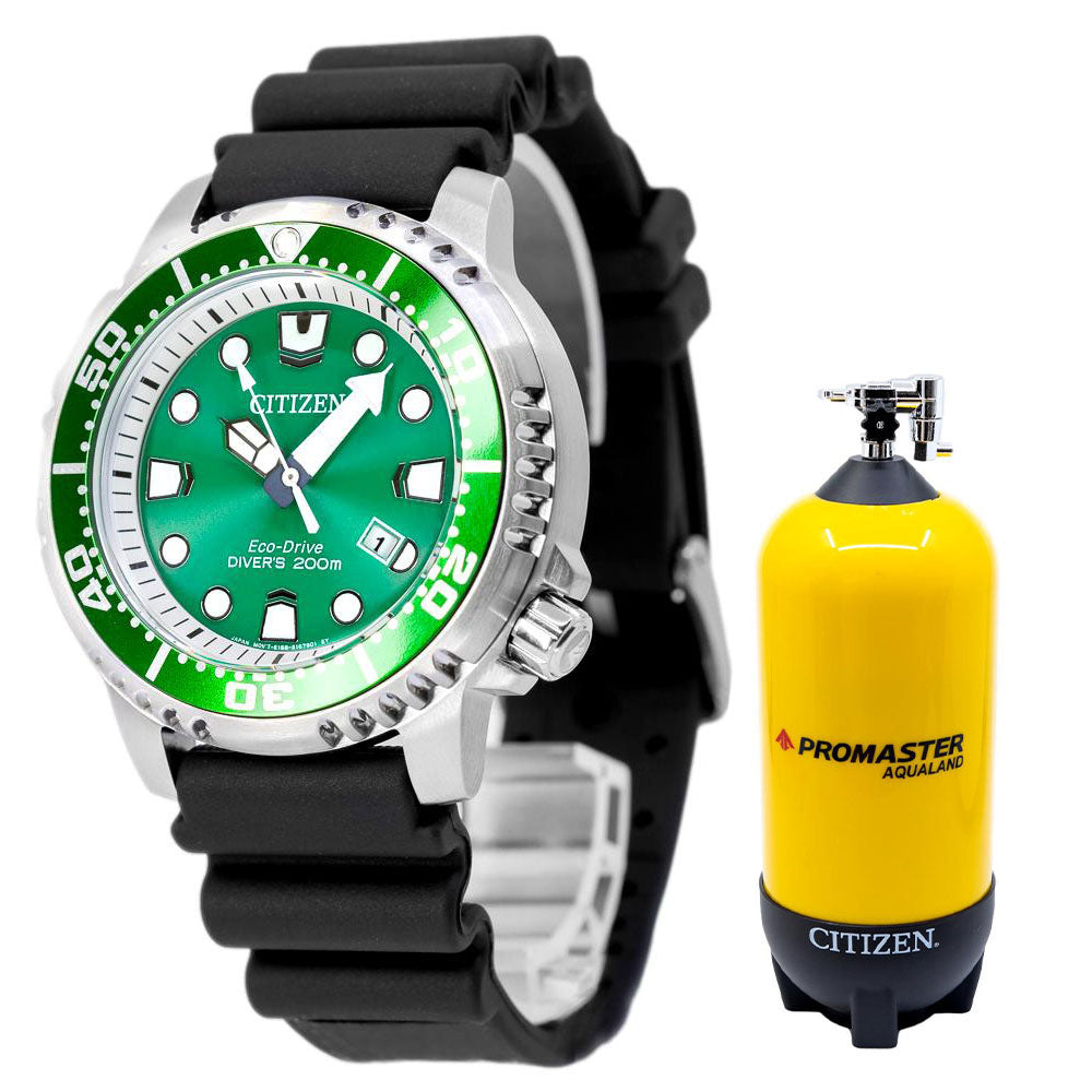 BN0158-18X-Citizen Men's BN0158-18X Diver's Eco-Drive Green Dial Watch