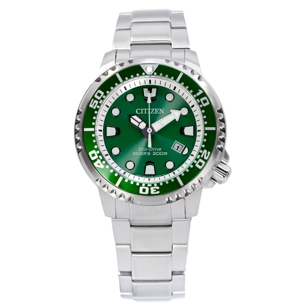 BN0158-85X-Citizen Men's BN0158-85X Diver's Eco-Drive Green Dial Watch