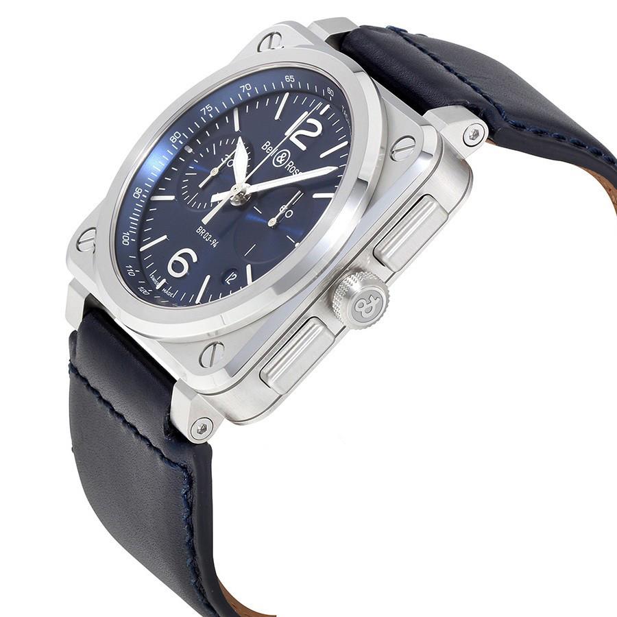 BR0394-BLU-ST/SCA-Bell&Ross Men's BR0394-BLU-ST/SCA Aviation Blue Dial Watch