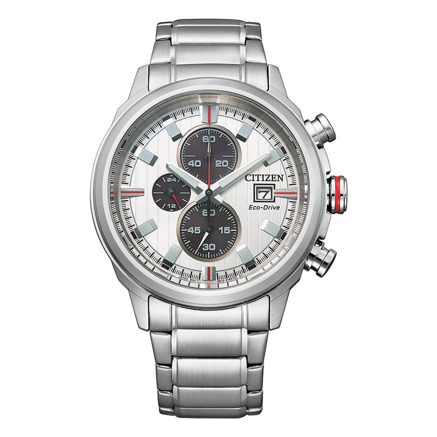 CA0738-83A-Citizen Men's CA0738-83A Crono Sport White Dial Watch