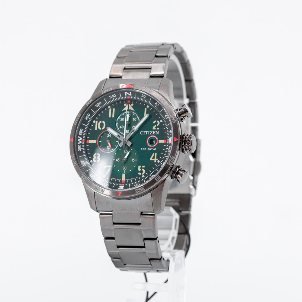 CA0797-84X-Citizen Men's CA0797-84X Aviator Chrono Green Dial Watch