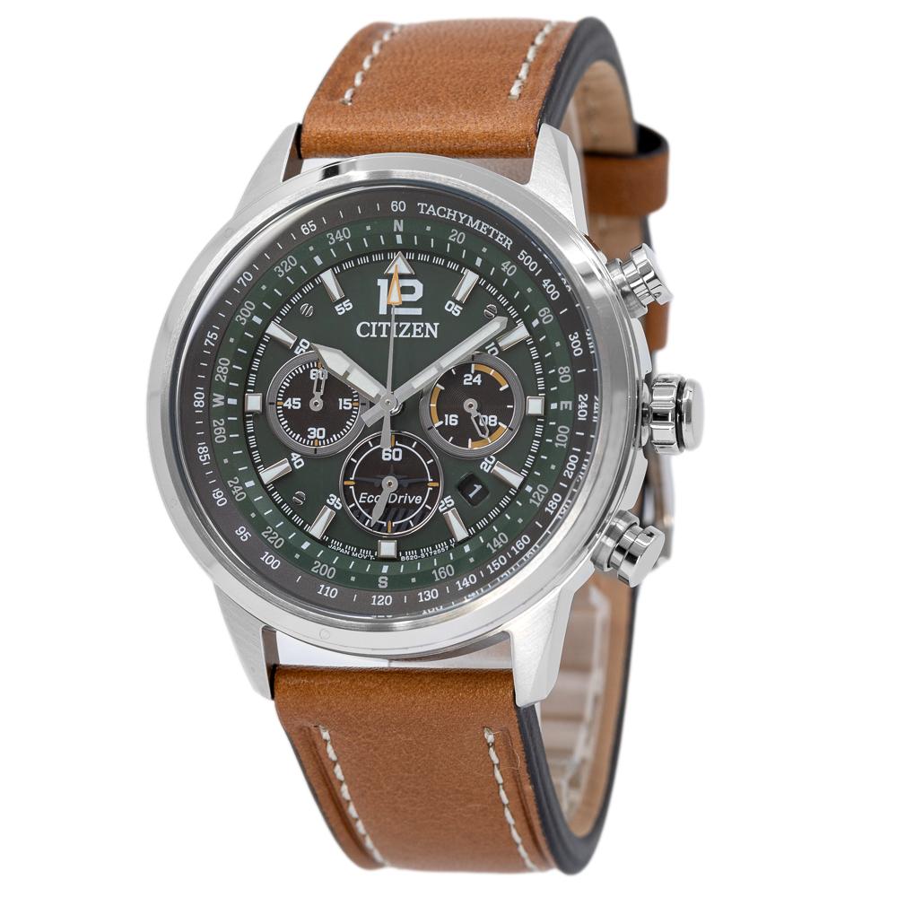 Citizen Men\'s CA4470-15X Aviator Chrono Green Dial Watch