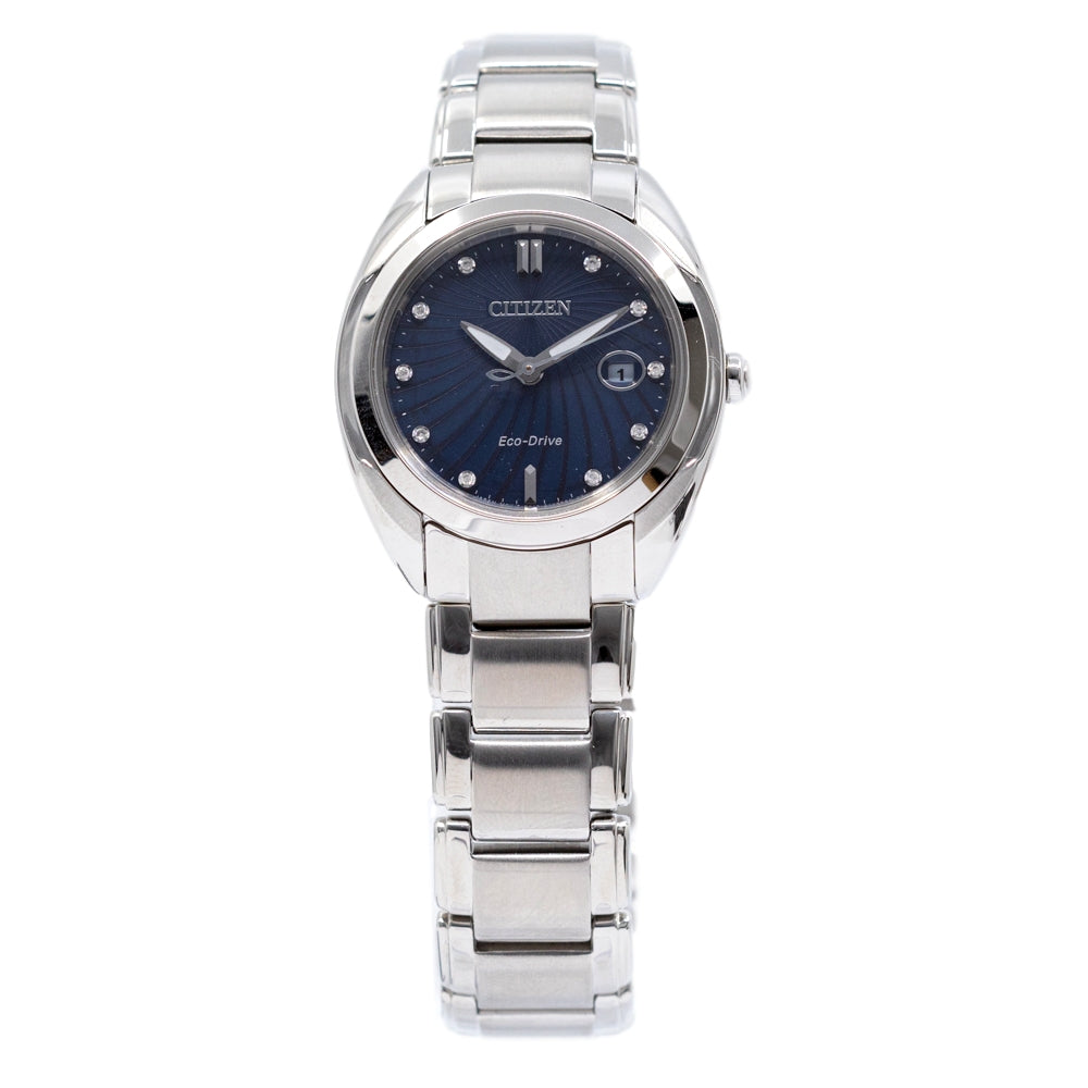 EM0310-61L-Citizen Ladies EM0310-61L Blue Dial Diamonds Watch