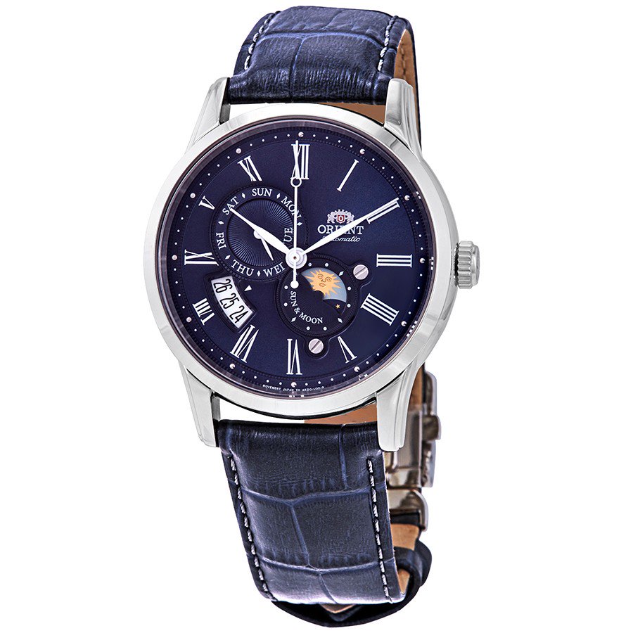 FAK00005D0-Orient Men's FAK00005D0 Classic Sun and Moon 3 Blue  Watch
