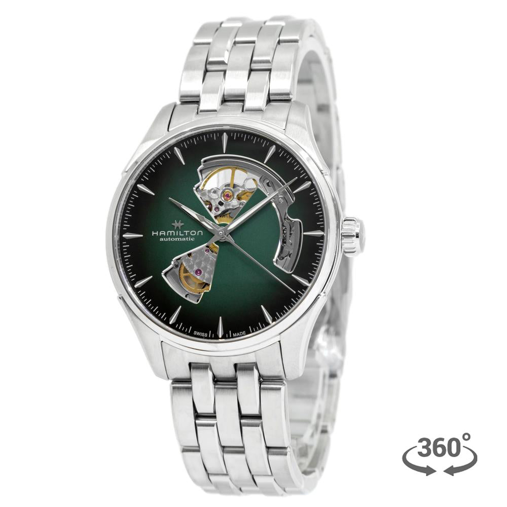 H32675160-Hamilton H32675160 Jazz Master Open Heart Green Dial Watch