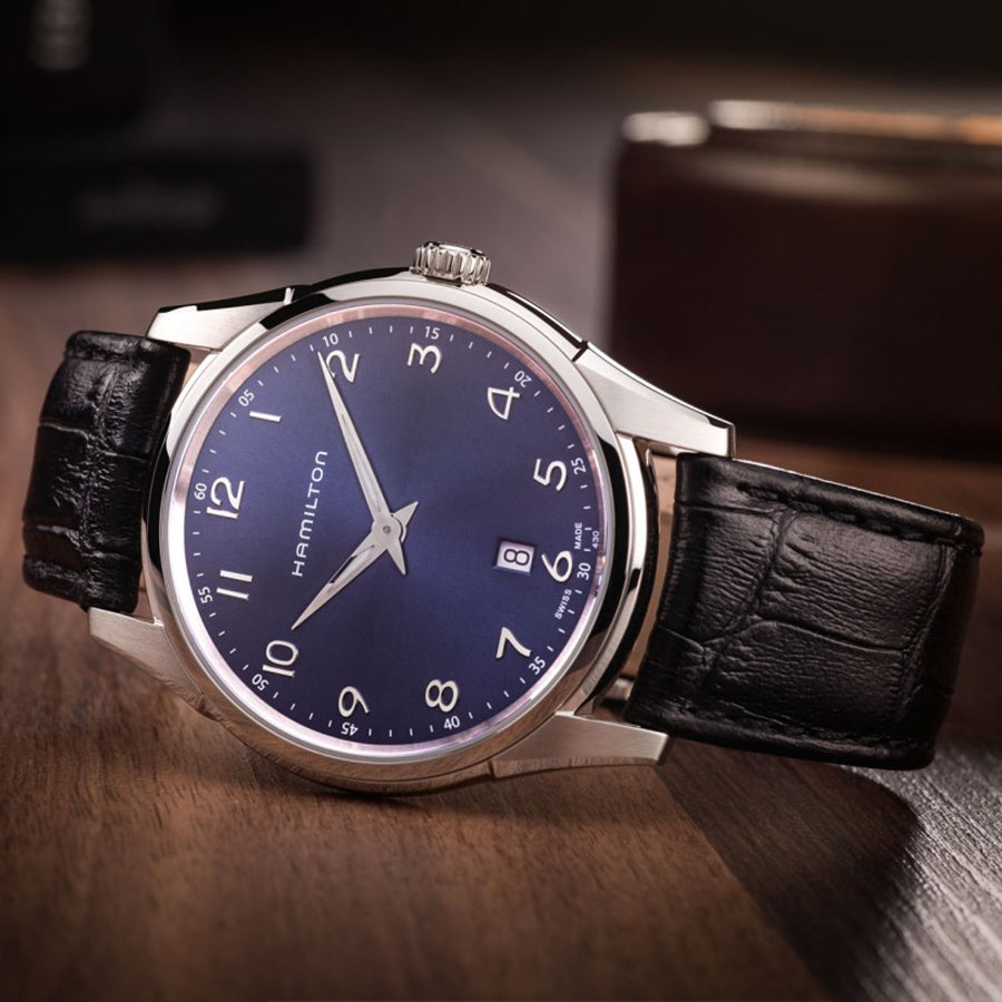 H38511743-Hamilton Men's H38511743 Jazzmaster Thinline Blue Dial Watch