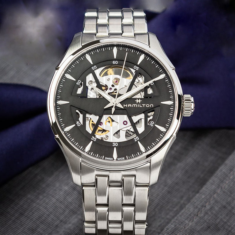 H42535180-Hamilton Men's H42535180 Jazzmaster Skeleton Watch