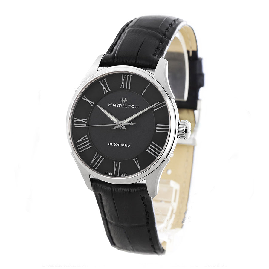 H42535730-Hamilton Men's H42535730 Jazzmaster Black DIal Watch