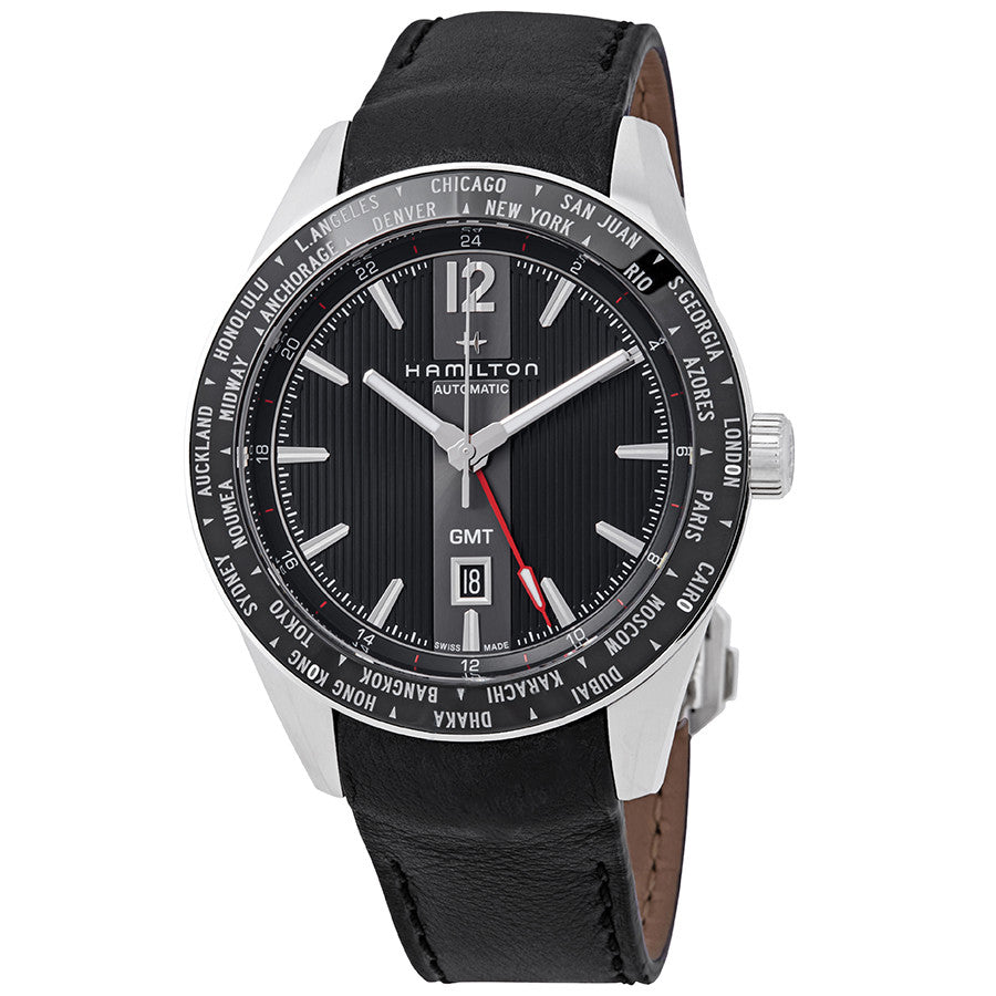 H43725731-Hamilton Men's H43725731 Broadway GMT Black Dial  Watch