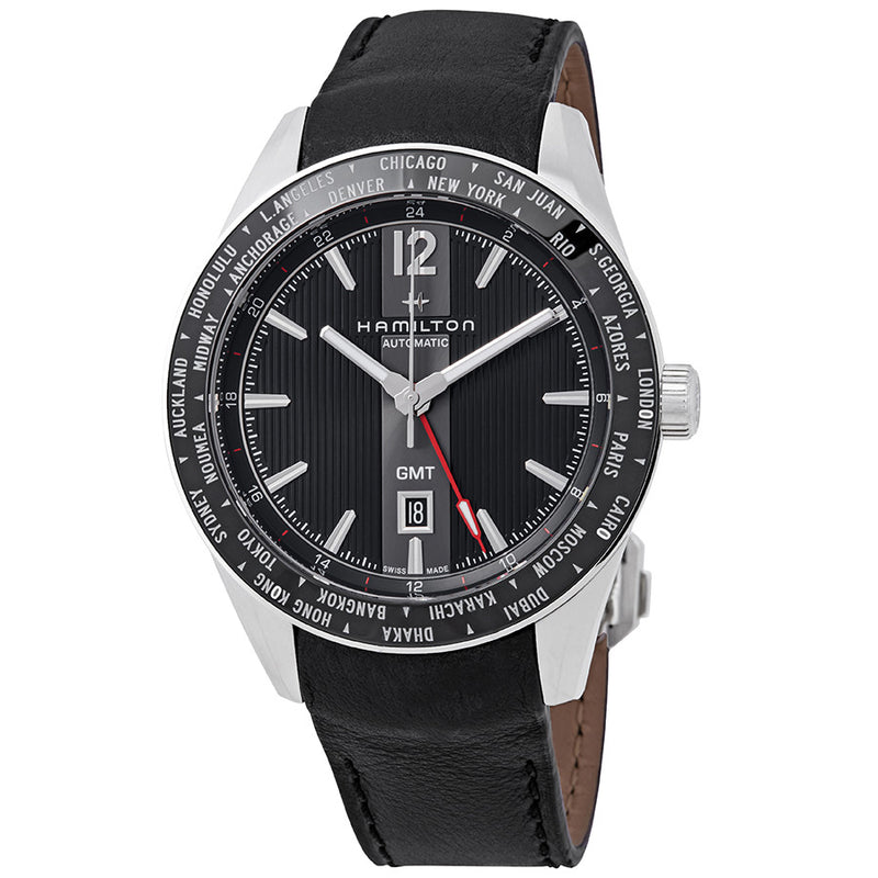 H43725731-Hamilton Men's H43725731 Broadway GMT Black Dial  Watch