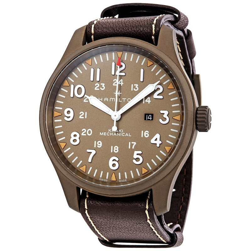 H69829560-Hamilton Men's H69829560 Khaki Field Wind Brown Dial Watch