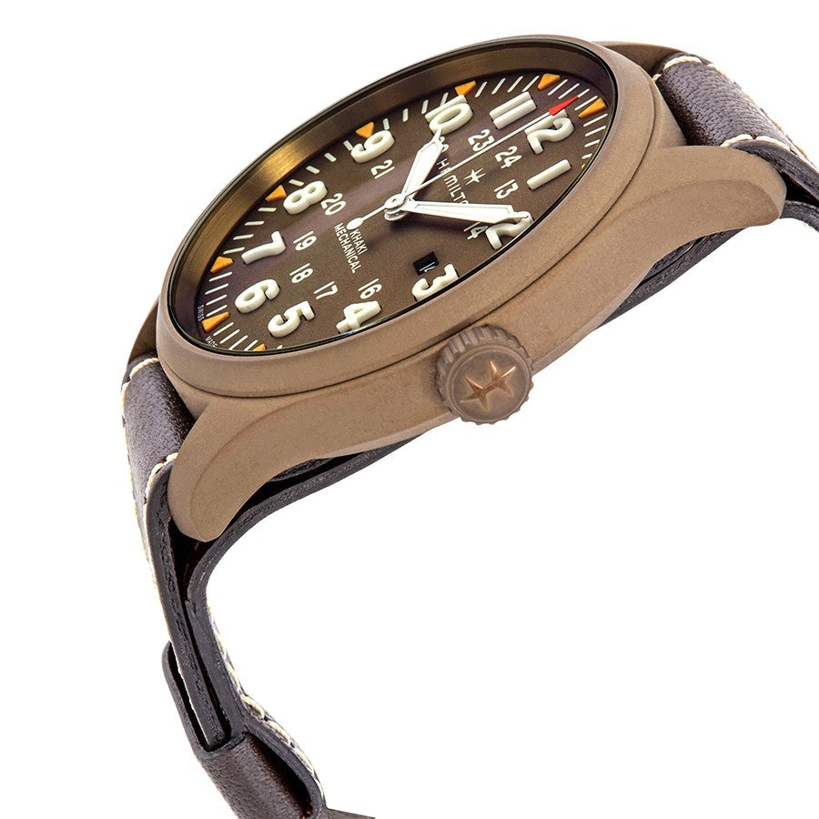 H69829560-Hamilton Men's H69829560 Khaki Field Wind Brown Dial Watch