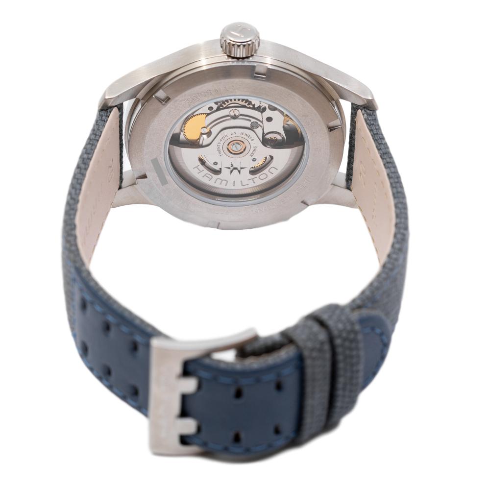 H70305943-Men's H70305943 Khaki Field Auto 40 mm Blue Dial & Strap