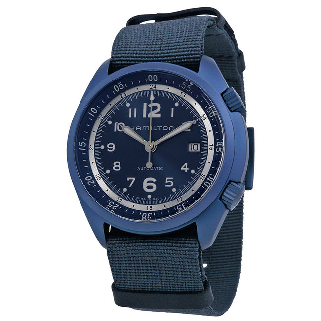 H80495845-Hamilton Men's H80495845 Khaki Aviation Blue Dial Watch